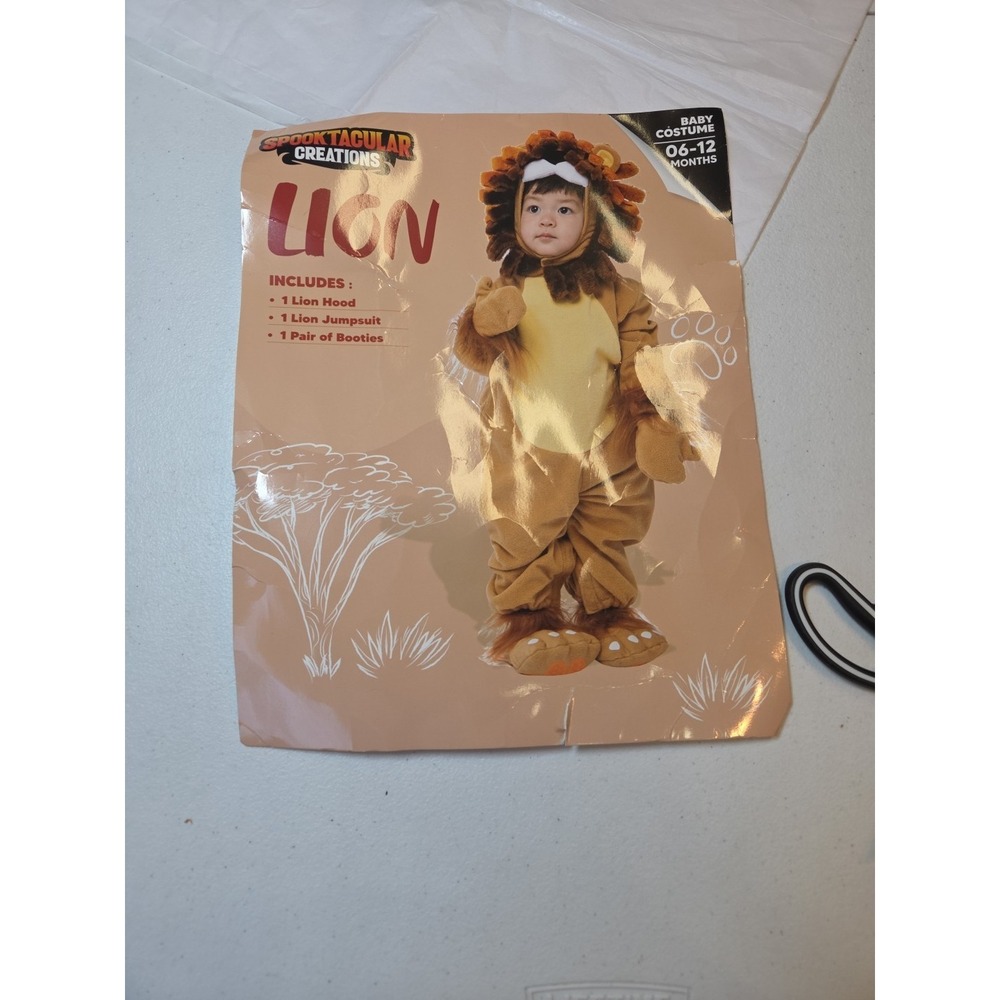 Baby Lion Costume 6โ12 Months Spooktacular Creations Hood Jumpsuit Booties Hallo